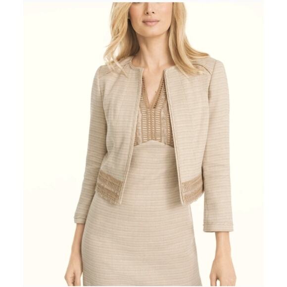 WHITE HOUSE BLACK MARKET Tan Linen Blend Cropped Blazer // 2 - Picture 1 of 11